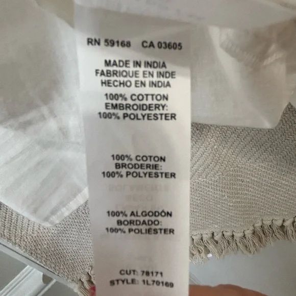 Karen Kane | Boho Peasant Embroidered Cotton Women Top Cream (Off white) Med - Picture 9 of 13